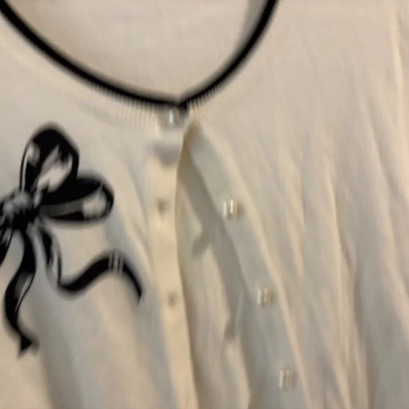 Talbots Ivory & Black Cardigan Size L - Picture 6 of 7